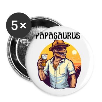 Papa saurus familles de dinosaures Dino Papasaurus - Lot de 5 petits badges (25 mm) - blanc - Devant