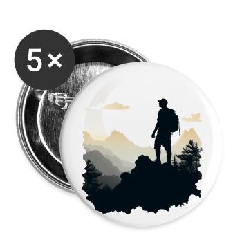 Hiking in the mountains - Buttons small 1''/25 mm (5-pack) - white - Front