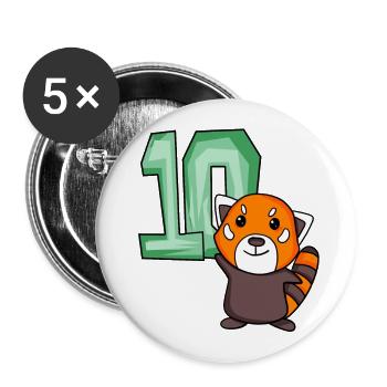 10. Geburtstag Motiv Roter Panda - zehn Jahre alt - Buttons klein 25 mm (5er Pack) - Weiß - Vorne