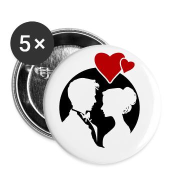 Ehepaar Hochzeit Silhouette - Buttons klein 25 mm (5er Pack) - Weiß - Vorne