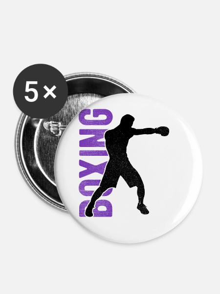 Boxsport Boxing - Buttons klein 25 mm (5er Pack) - Weiß