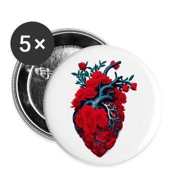 Heart of the Rose - Buttons small 1''/25 mm (5-pack) - white - Front