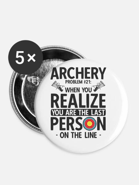Bogenschießen Archery - Buttons klein 25 mm (5er Pack) - Weiß