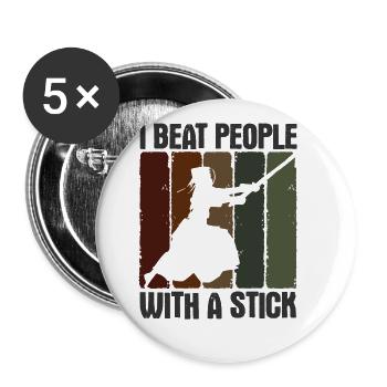 Japanischer Schwertkampf Kendo - Buttons klein 25 mm (5er Pack) - Weiß - Vorne