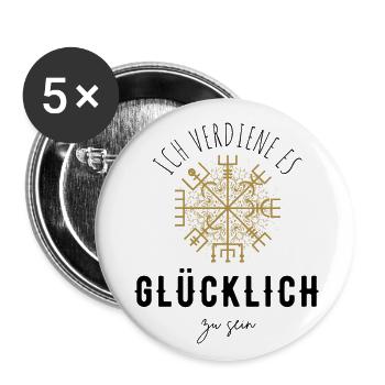 Wegweiser Motivation - VEGVISIR - Buttons klein 25 mm (5er Pack) - Weiß - Vorne