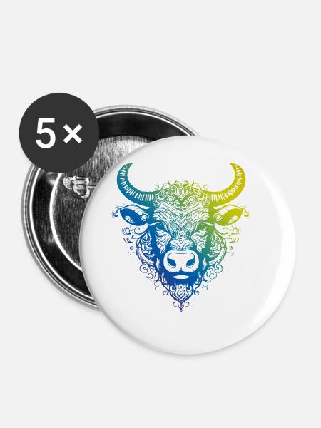 Bulle Mandala Boho - Buttons klein 25 mm (5er Pack) - Weiß