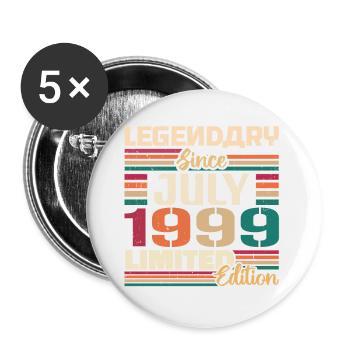 Juillet 1999 Anniversaire Juillet 1999 Juillet Année - Lot de 5 petits badges (25 mm) - blanc - Devant