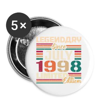 Juillet 1998 Anniversaire Juillet 1998 Juillet Millésime - Lot de 5 petits badges (25 mm) - blanc - Devant
