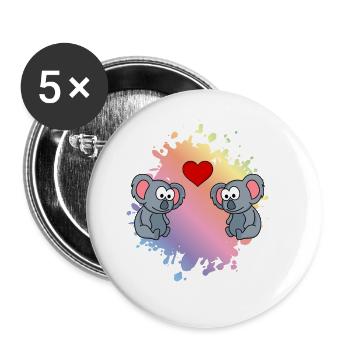 Koala Comic Couple Love - Buttons small 1''/25 mm (5-pack) - white - Front