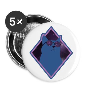 Cat Galaxy blue - Buttons small 1''/25 mm (5-pack) - white - Front