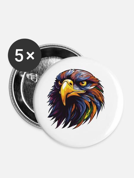 Adler Portrait - Buttons klein 25 mm (5er Pack) - Weiß