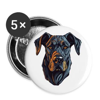 Great Dane Dog Portrait - Buttons small 1''/25 mm (5-pack) - white - Front