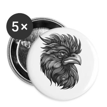 Rooster Portrait Animal - Buttons small 1''/25 mm (5-pack) - white - Front