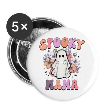 "Spooky Mama" Halloween Retro-Design für Mütter - Buttons klein 25 mm (5er Pack) - Weiß - Vorne