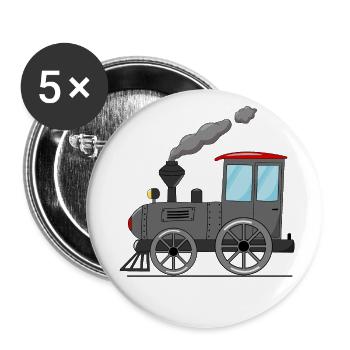 Kinderzug Eisenbahn grau - Buttons klein 25 mm (5er Pack) - Weiß - Vorne