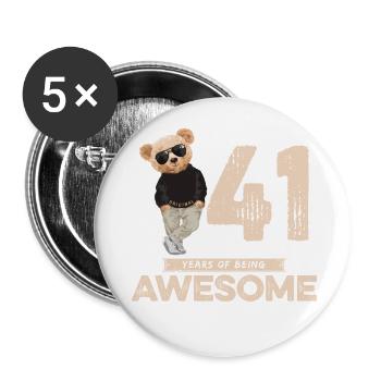 41 Years of being Awesome Teddy Bear - Buttons small 1''/25 mm (5-pack) - white - Front