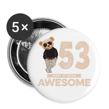 53 Years of being Awesome Teddy Bear - Buttons klein 25 mm (5er Pack) - Weiß - Vorne