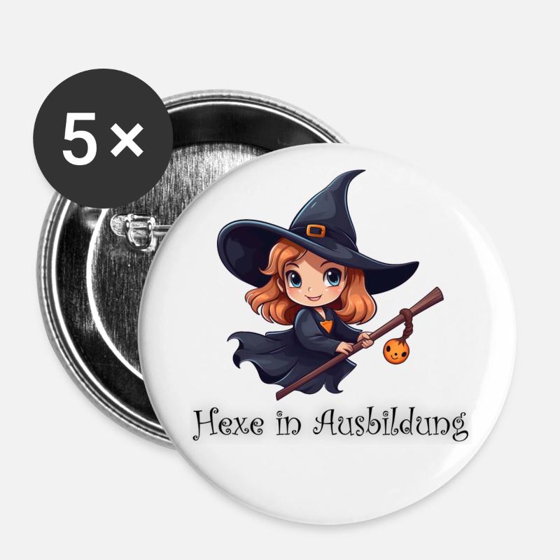 Hexe in Ausbildung - Buttons klein 25 mm (5er Pack) - Weiß
