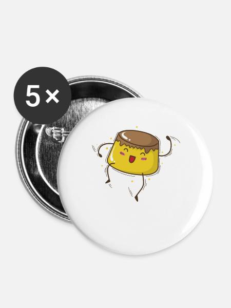 Pudding rennt Nachspeise - Buttons klein 25 mm (5er Pack) - Weiß