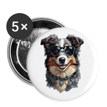 Berger australien chien ami compagnon - Lot de 5 petits badges (25 mm) - blanc - Devant