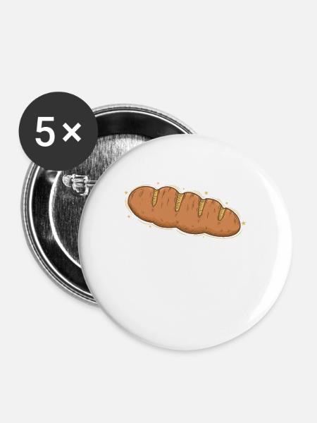 Brot ist leckere Backware - Buttons klein 25 mm (5er Pack) - Weiß