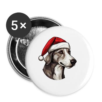 Greyhound Dog Portrait Christmas - Buttons small 1''/25 mm (5-pack) - white - Front