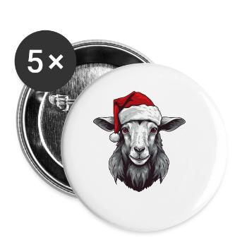 Ziege Kopf Weihnachten Portät - Buttons klein 25 mm (5er Pack) - Weiß - Vorne