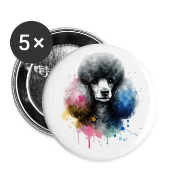 Poodle Dog Head Watercolor - Buttons small 1''/25 mm (5-pack) - white - Front
