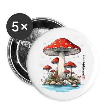 Retro Toadstool Art Mushroom Picker Design - Buttons small 1''/25 mm (5-pack) - white - Front