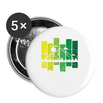Mountains, Hiking, Nature, Hobby - Buttons small 1''/25 mm (5-pack) - white - Front