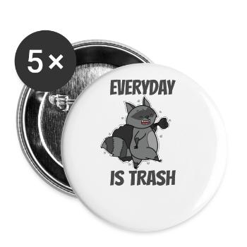 Everyday is Trash Waschbär Allesfresser - Buttons klein 25 mm (5er Pack) - Weiß - Vorne