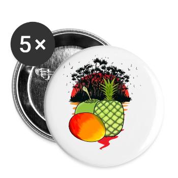Caraïbes, Île, Fruits, Fruits, Vitamines, Été, Nourriture - Lot de 5 petits badges (25 mm) - blanc - Devant