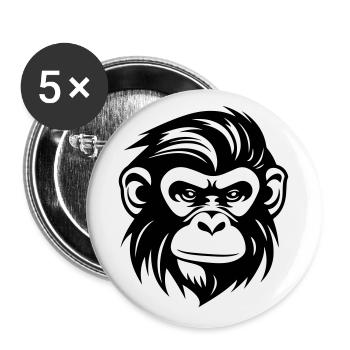 Tête de singe - Lot de 5 petits badges (25 mm) - blanc - Devant