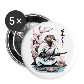 Otter Samurai Cute Japan Ukiyo-E Vintage Design - Buttons small 1''/25 mm (5-pack) - white - Front