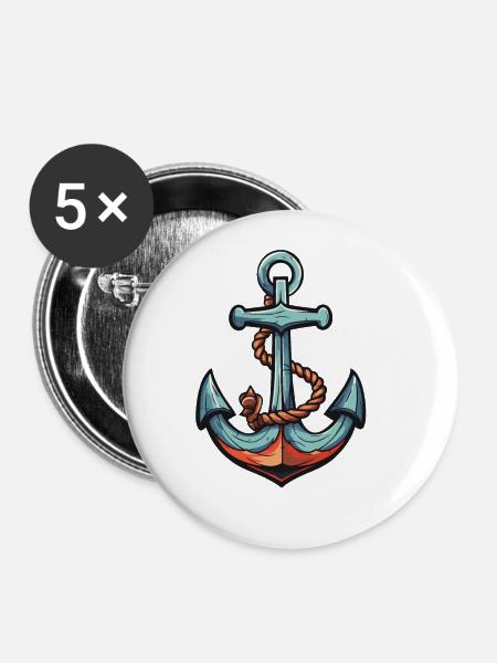 Anker Hafen - Buttons klein 25 mm (5er Pack) - Weiß