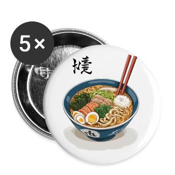 Japanische Ramen Nudeln Vintage Streetwear Style - Buttons klein 25 mm (5er Pack) - Weiß - Vorne