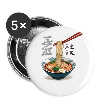 Japan Kanji Aesthetic Ramen Noodle Soups Streetwear - Buttons small 1''/25 mm (5-pack) - white - Front
