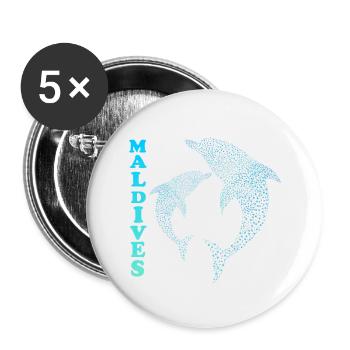Malediven Delfine Maldives Dauphins - Lot de 5 petits badges (25 mm) - blanc - Devant