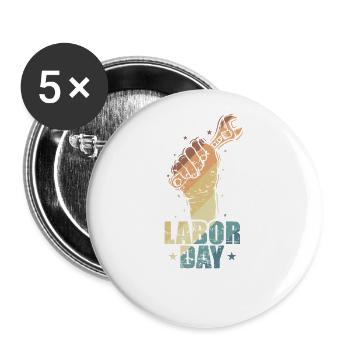Héros de la fête du Travail en Amérique - Lot de 5 petits badges (25 mm) - blanc - Devant