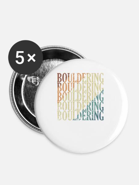 Bouldering Sportler - Buttons klein 25 mm (5er Pack) - Weiß