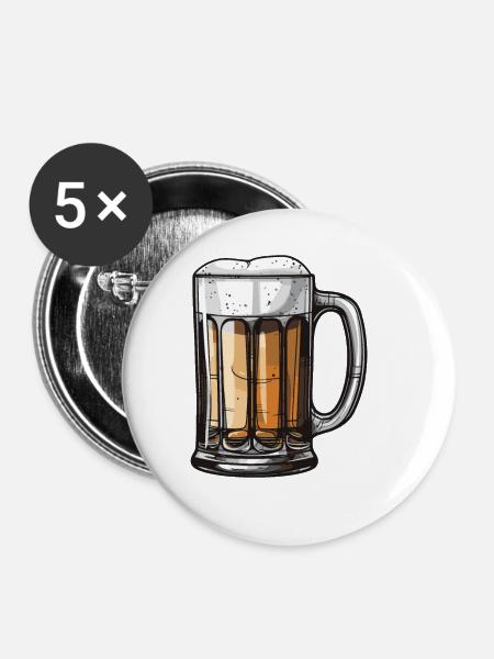 Bierkrug Bier - Buttons klein 25 mm (5er Pack) - Weiß