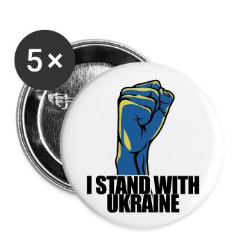 I stand with Ukraine - Peace for Ukraine - Buttons small 1''/25 mm (5-pack) - white - Front