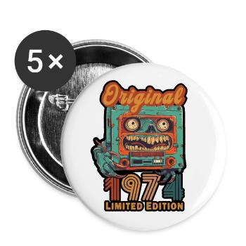 Original 1974 Limited Edition Cassette Birthday - Buttons small 1''/25 mm (5-pack) - white - Front
