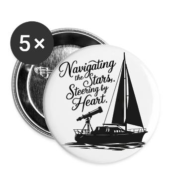 Voile, Voilier, Étoiles, Télescope - Lot de 5 petits badges (25 mm) - blanc - Devant
