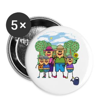 Cacahuète, Famille, Enfants, Jardinage, Jardinage, Nature - Lot de 5 petits badges (25 mm) - blanc - Devant