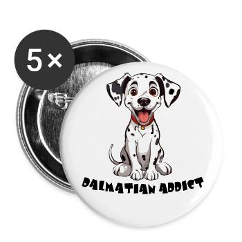 dalmatian addict - Dalmatiner Liebhaber - Buttons klein 25 mm (5er Pack) - Weiß - Vorne