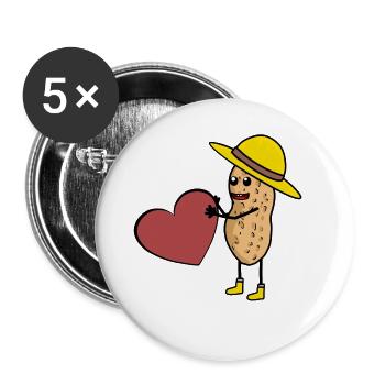 Erdnuss Traummann Mann Kerl Singel Herz - Buttons klein 25 mm (5er Pack) - Weiß - Vorne