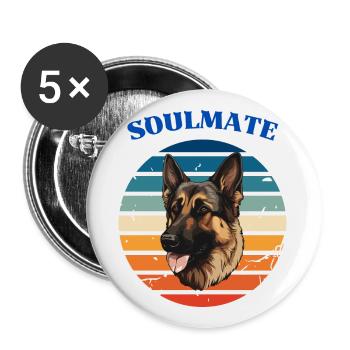 Soulmate Hund - Buttons klein 25 mm (5er Pack) - Weiß - Vorne