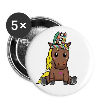 Hippie Horse Horses Horse Shaman Child Kids - Buttons small 1''/25 mm (5-pack) - white - Front