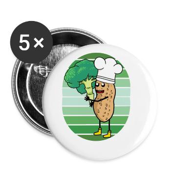 Erdnuss Brokkoli Gemüse Koch Köche Köchin - Buttons klein 25 mm (5er Pack) - Weiß - Vorne